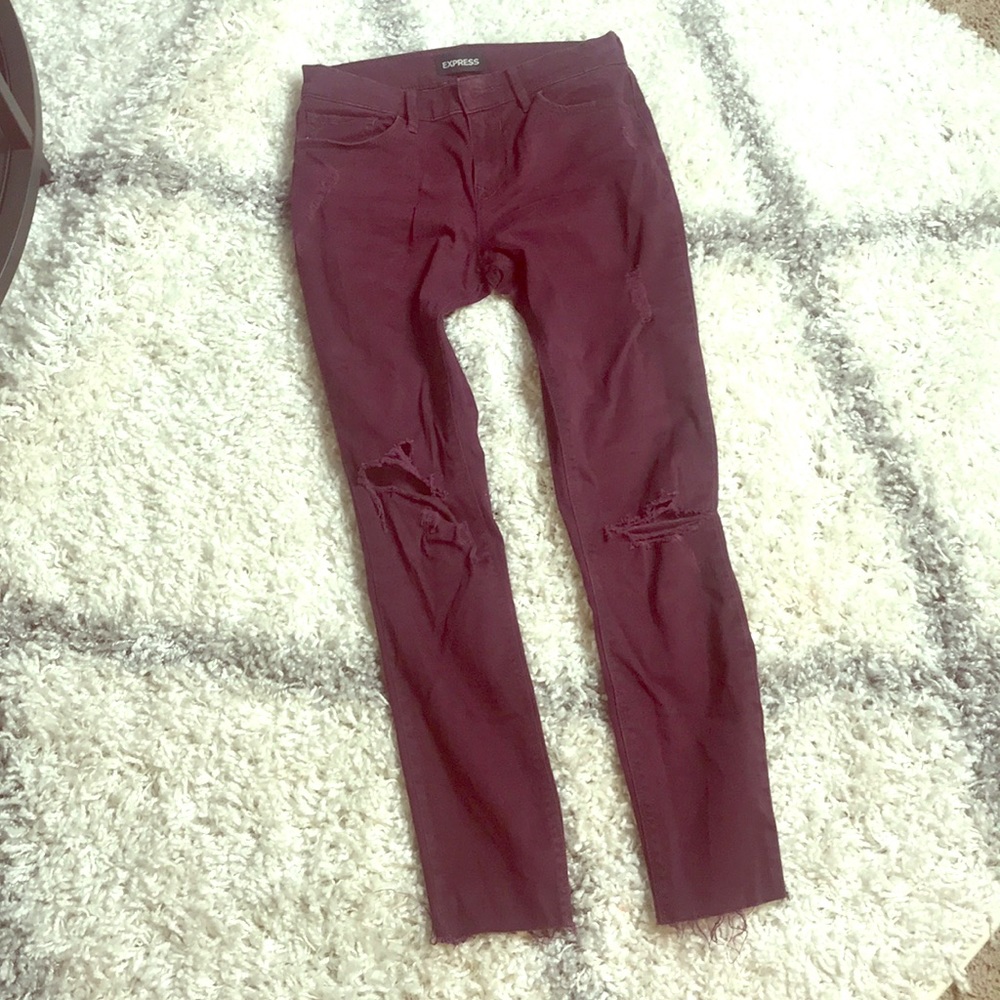 Burgundy skinny jeans